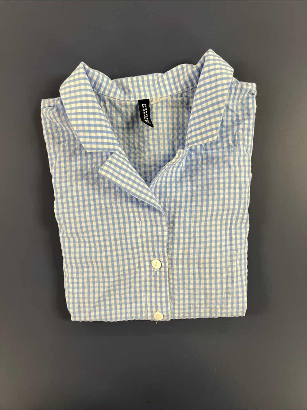 H&M Light Blue & White Gingham Crop Top